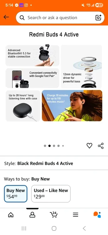 Redmi Buds 4 Active - Black image indicator(5)
