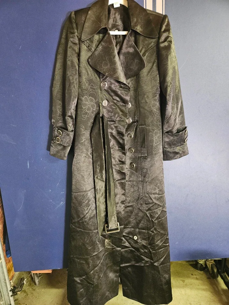 SHEFOUN Black Trench Coat - Size 40