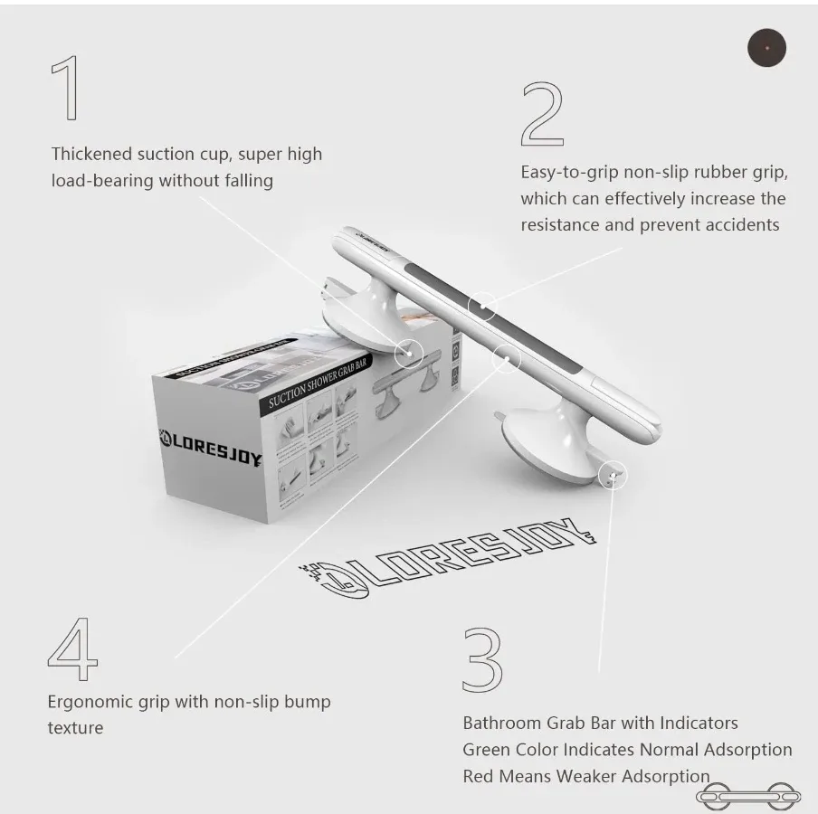 LORESJOY Suction Shower Grab Bar - New in Box! image indicator(2)
