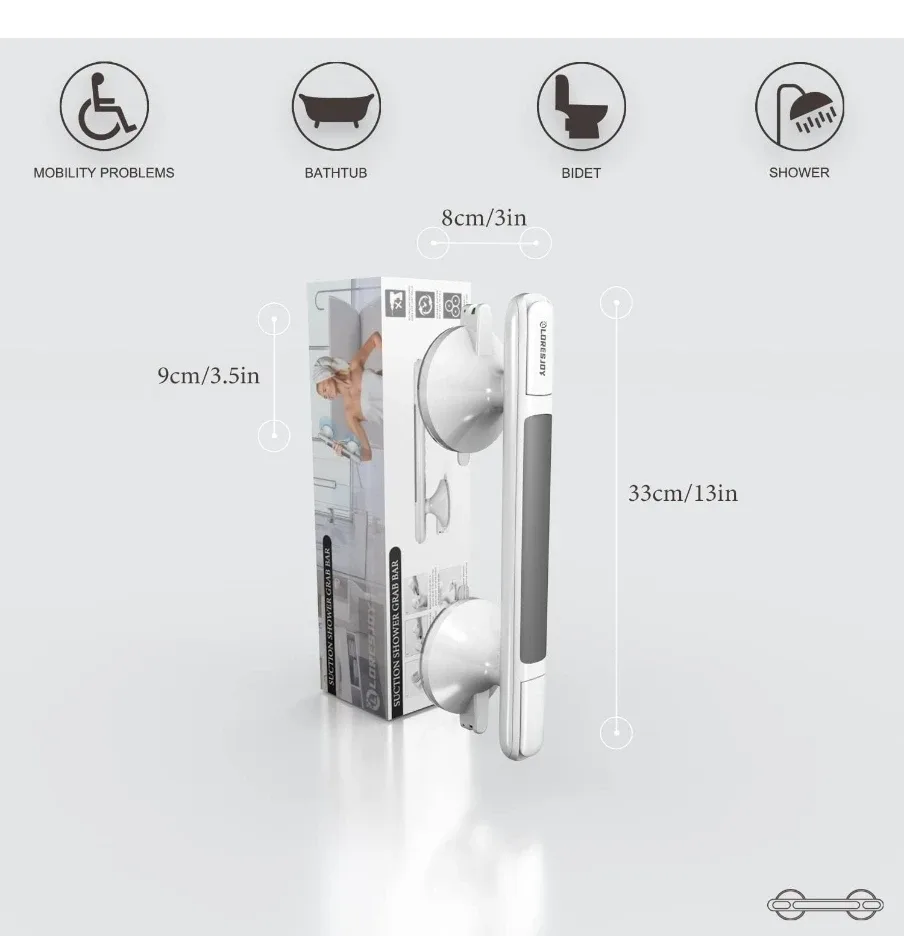 LORESJOY Suction Shower Grab Bar - New in Box! image indicator(4)