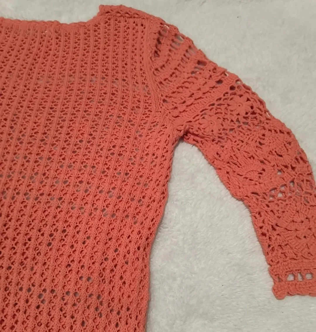 Christopher & Banks Coral Crochet Top - Size L image indicator(6)