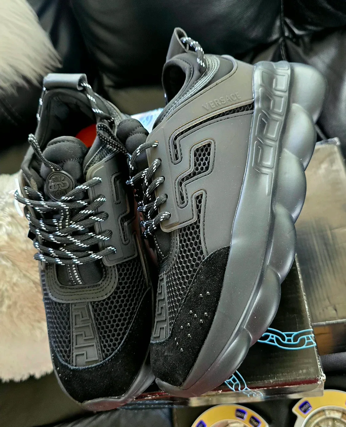 Brand new Versace Chain Reaction Triple Black Made in Italy 🇮🇹