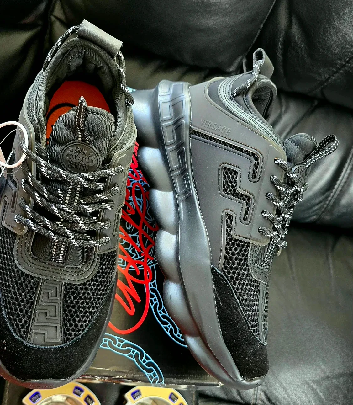 Brand new Versace Chain Reaction Triple Black Made in Italy 🇮🇹 image indicator(8)