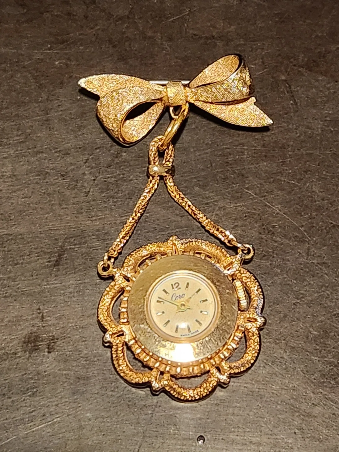 Vintage Coro Gold Tone Brooch Watch
