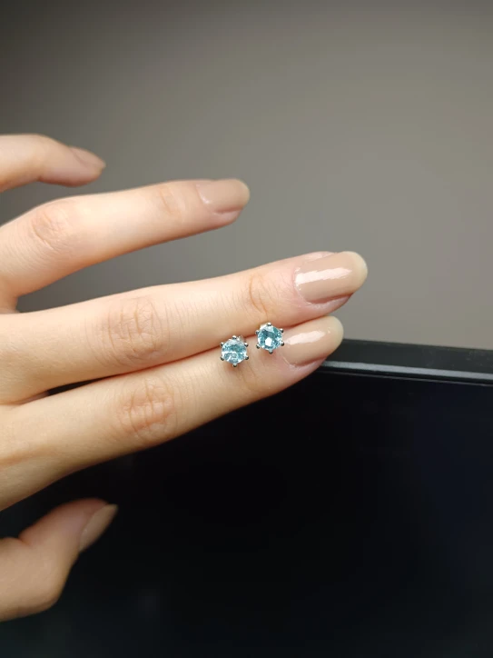 Blue Topaz Silver Stud Earrings - photo 4