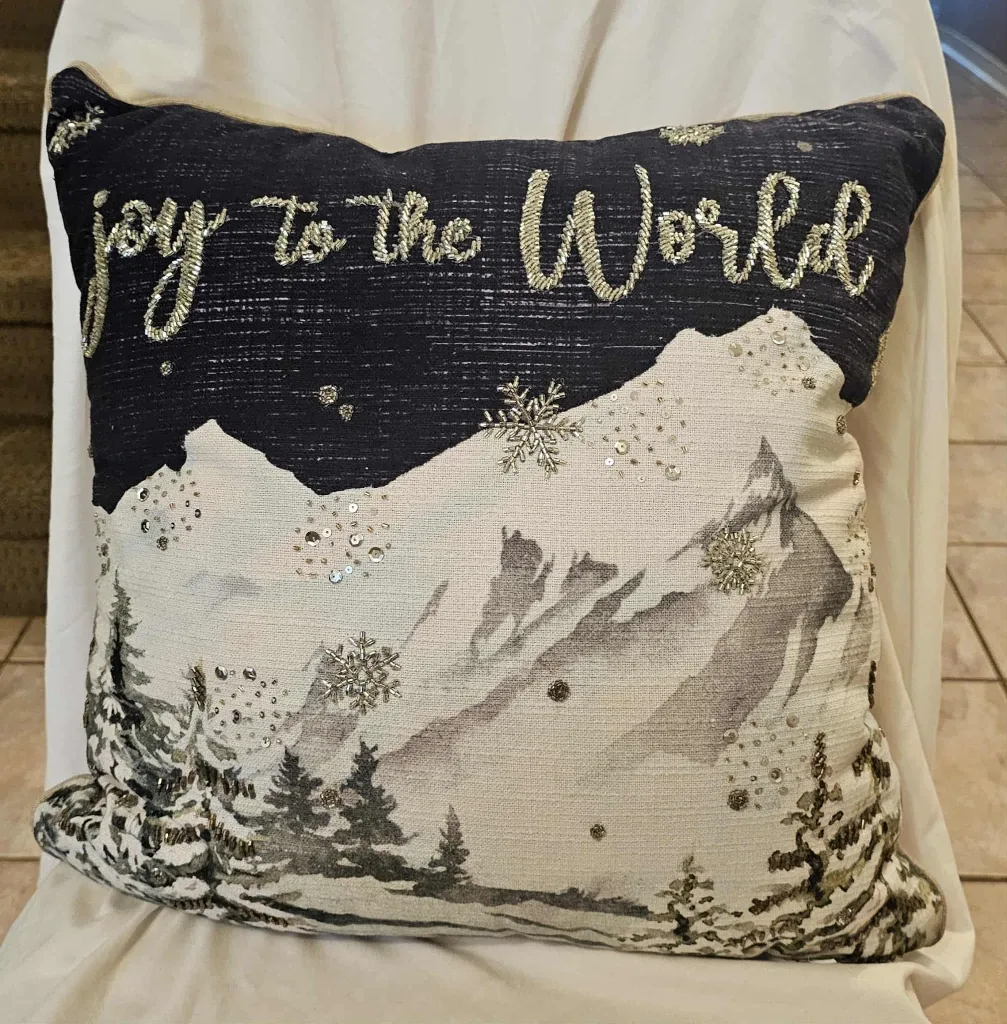 Multi-Coloured "Joy to the World" Christmas Decorative Pillow