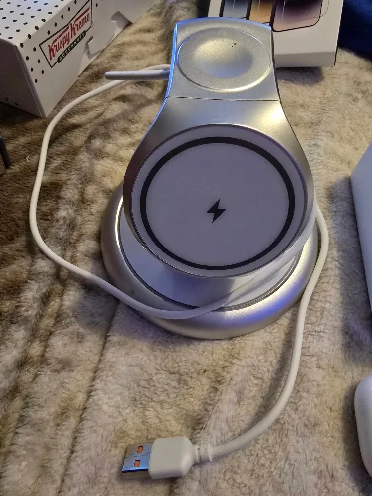 Silver Wireless Charging Station