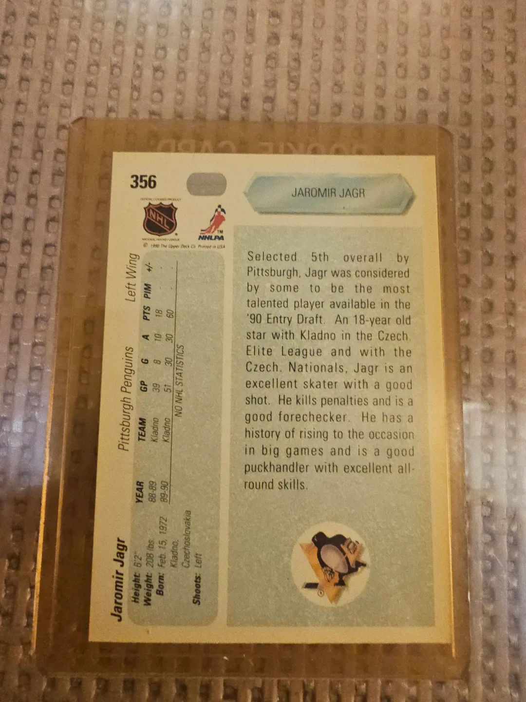 Jaromir Jagr Rookie Card - Pittsburgh Penguins image indicator(2)