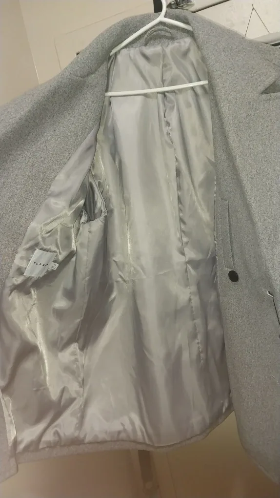 Topman Grey Wool Blend Overcoat - XL - New with Tags! image indicator(3)