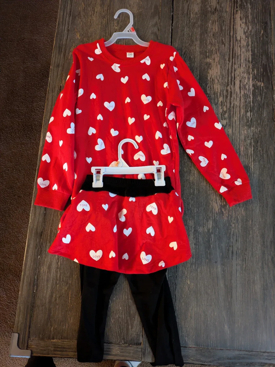 New Girls' Red Heart Outfit, Size 7