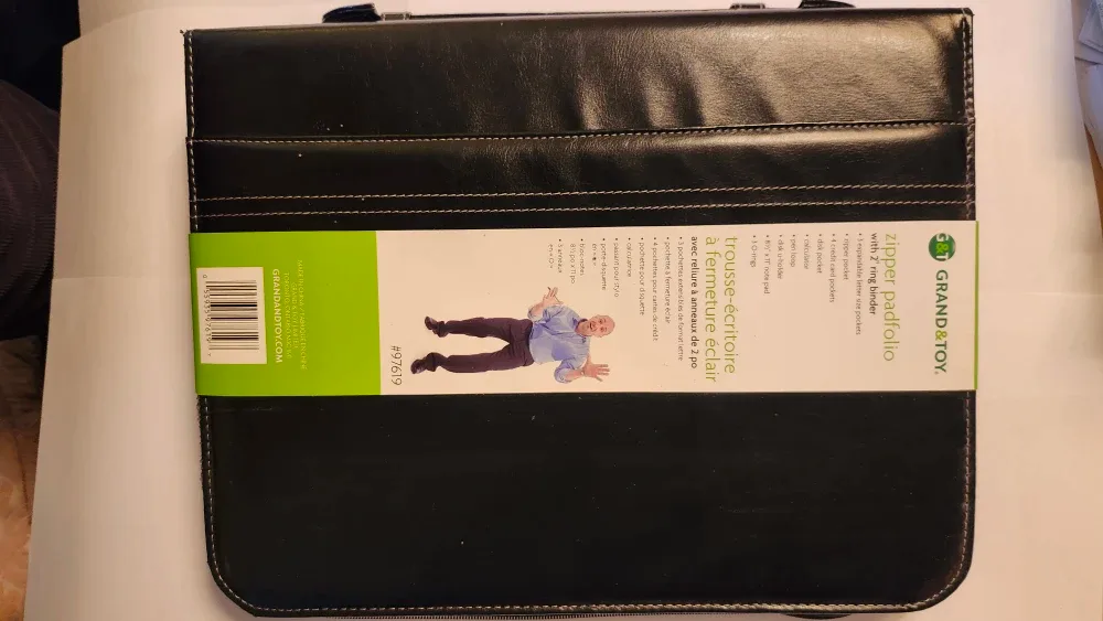 Brand New Grand & Toy Zipper Padfolio - Black