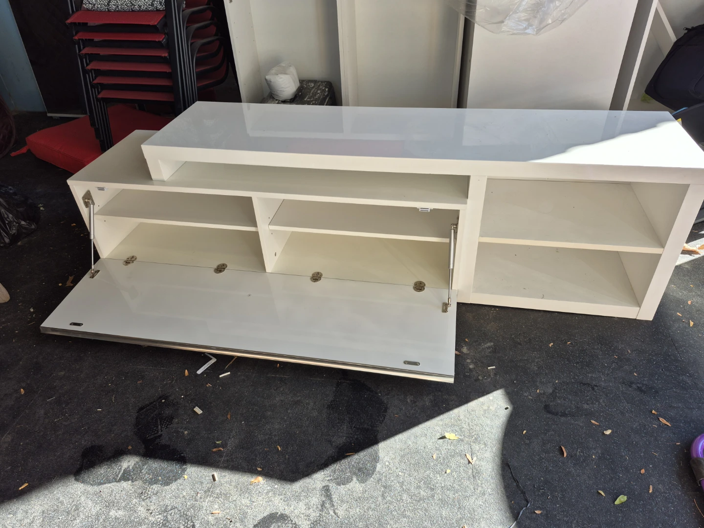 White TV Stand with Storage