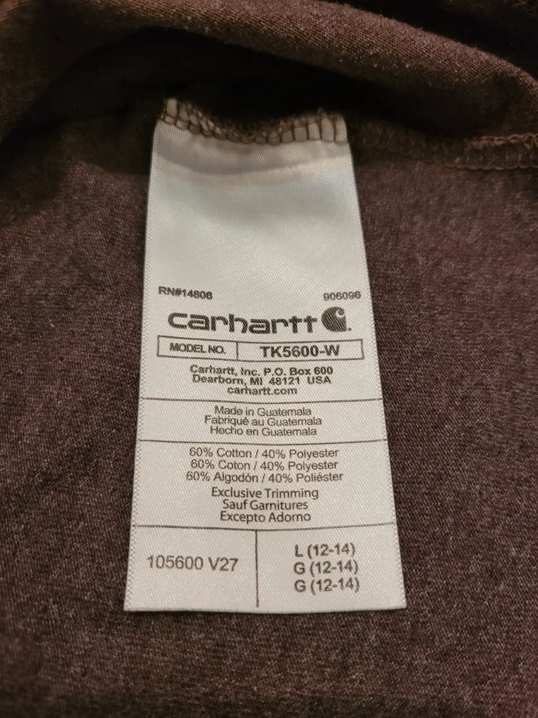CarHartt T Shirt Brown Womens Sz Large loose image indicator(6)