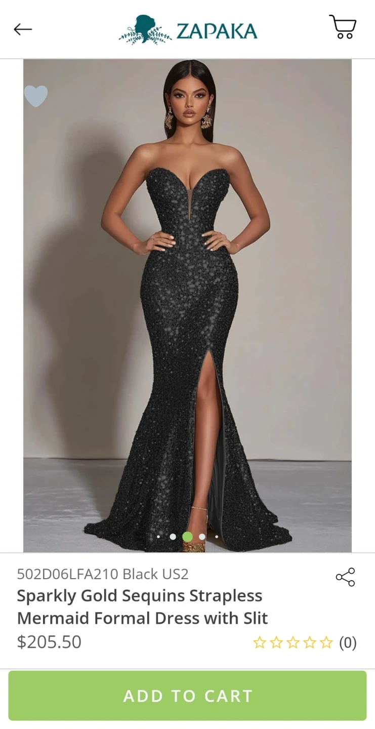 Zapaka Sparkly Sequins Strapless Mermaid Dress - Size Medium