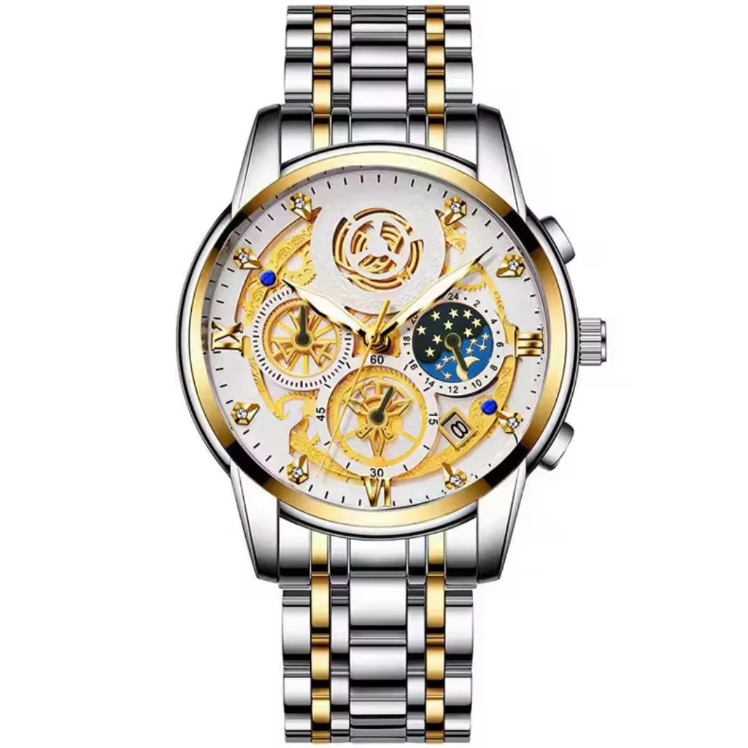 Men's Two-Tone Wristwatch - Gold & Silver