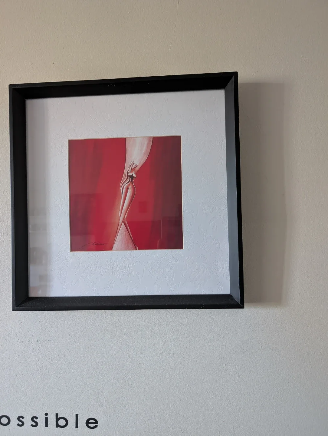 Framed Red and White Art Piece thumbnail