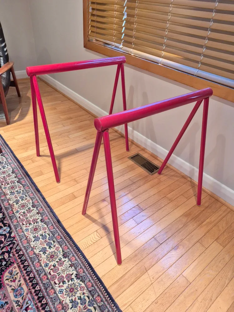 Red Metal Trestle Table legs (2) image indicator(2)