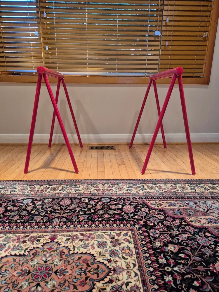 Red Metal Trestle Table legs (2) image indicator(5)