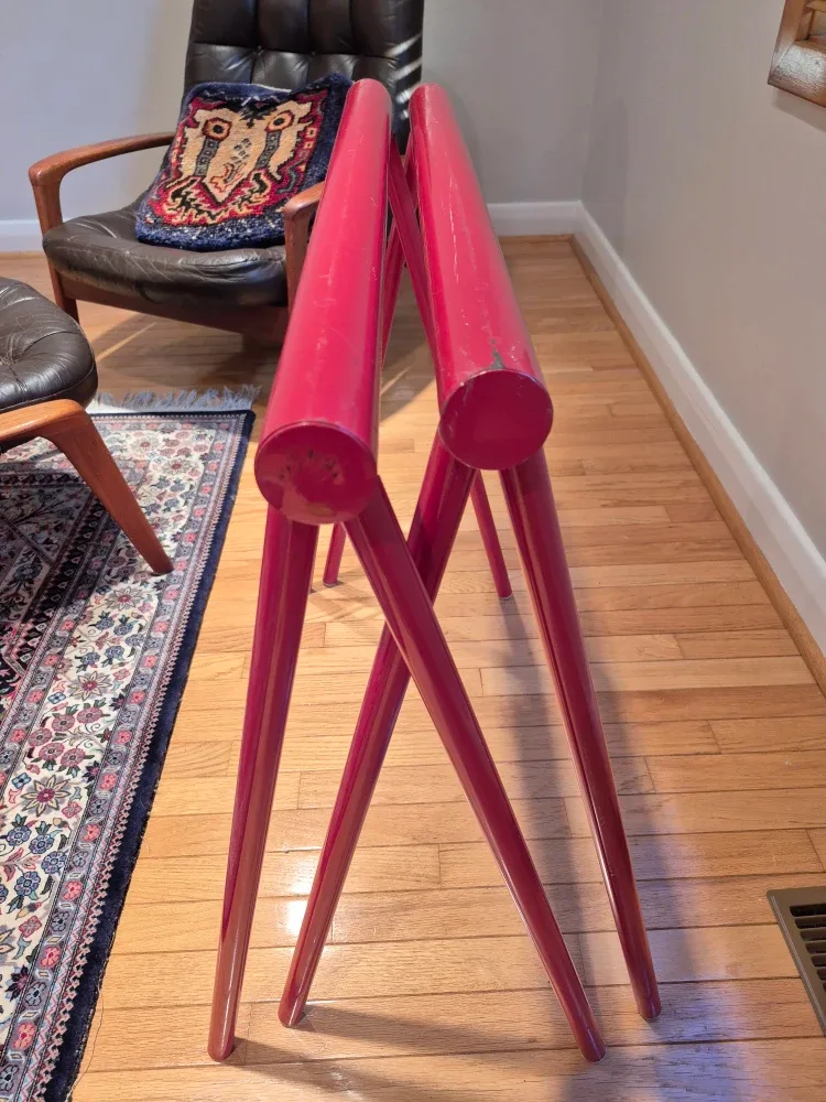 Red Metal Trestle Table legs (2) image indicator(7)