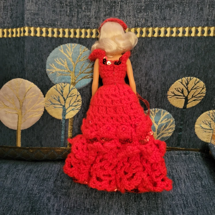 Handmade Red Crochet Doll Dress - photo 2