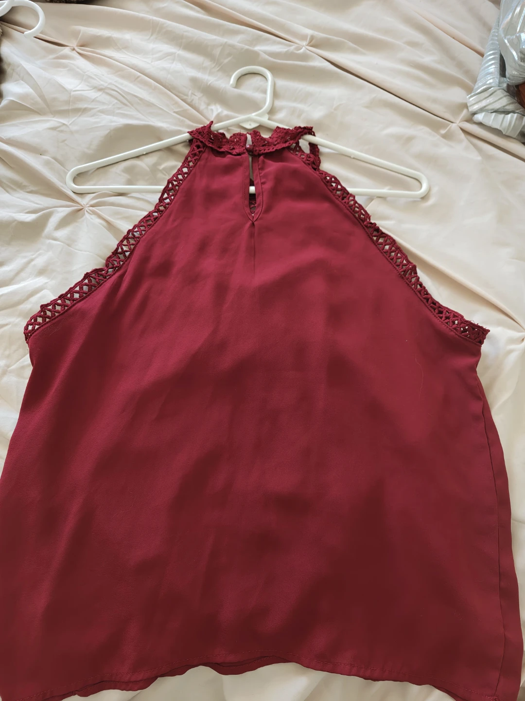 Burgundy Halter Top with Lace Detail - photo 2