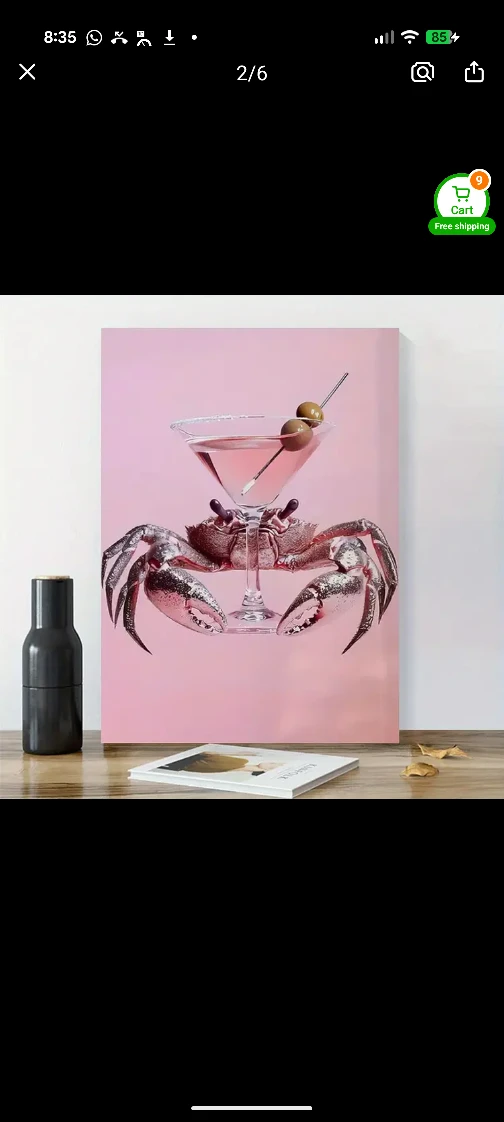 Crab Martini Canvas Art Print