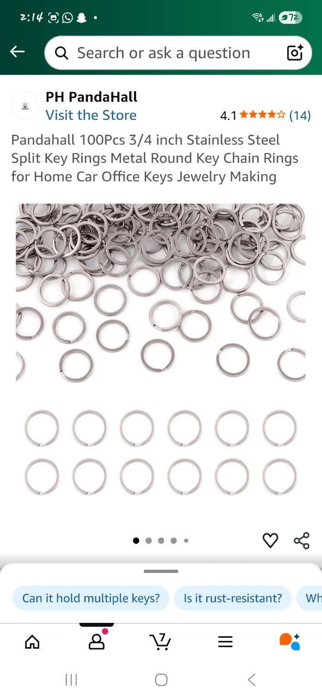Pandahall 100pcs Stainless Steel Split Key Rings