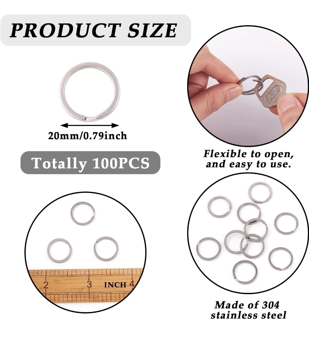 Pandahall 100pcs Stainless Steel Split Key Rings - photo 3