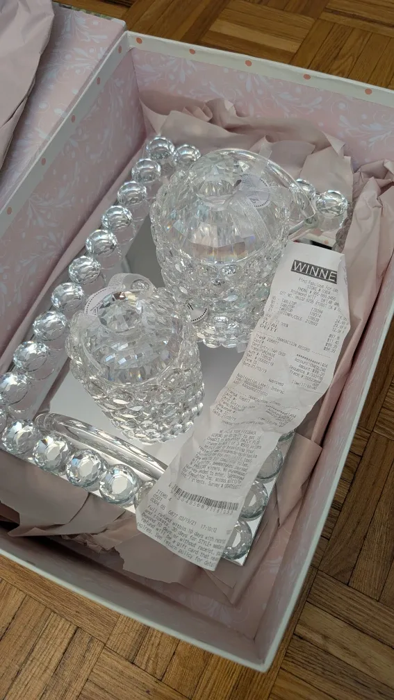 Crystal Sugar & Cream Set with Tray