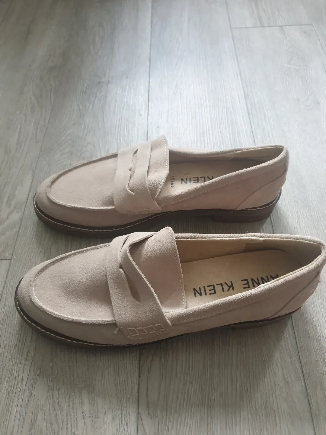 Anne Klein Beige Suede Loafers image indicator(2)