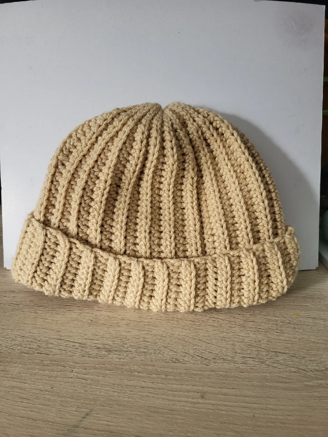 Handmade Knit Beanie - Beige thumbnail