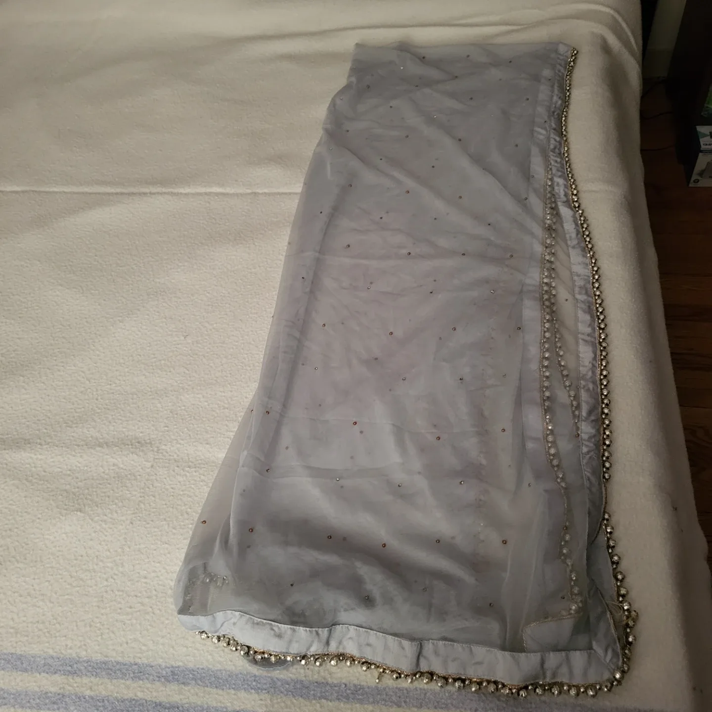 Grey Embellished Dupatta 90 x 34 inch thumbnail