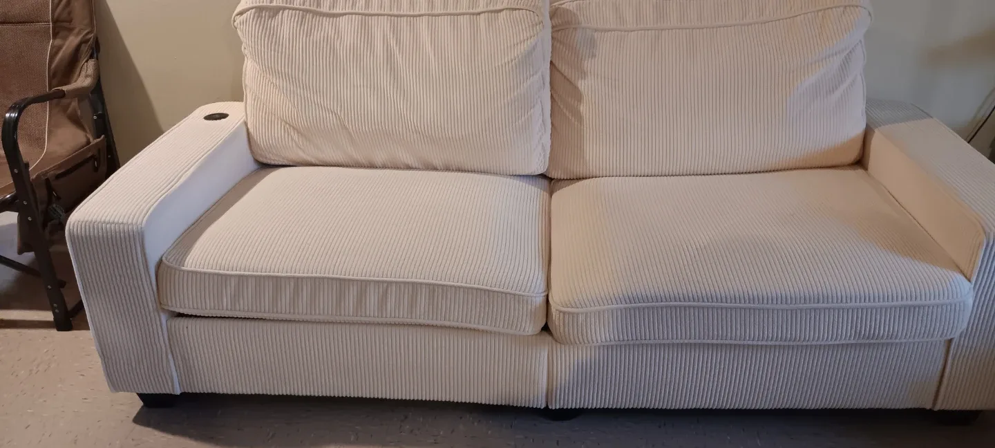 Cream Corduroy Loveseat
