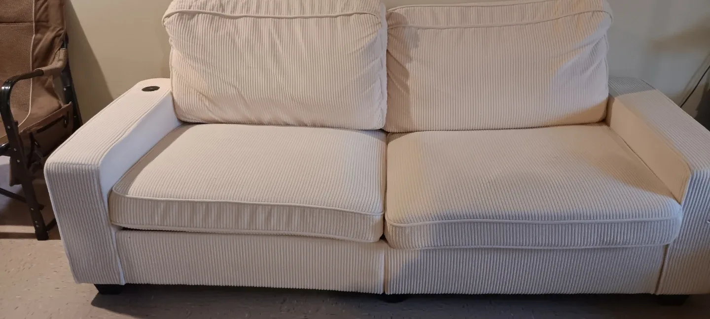 Cream Corduroy Loveseat image indicator(2)