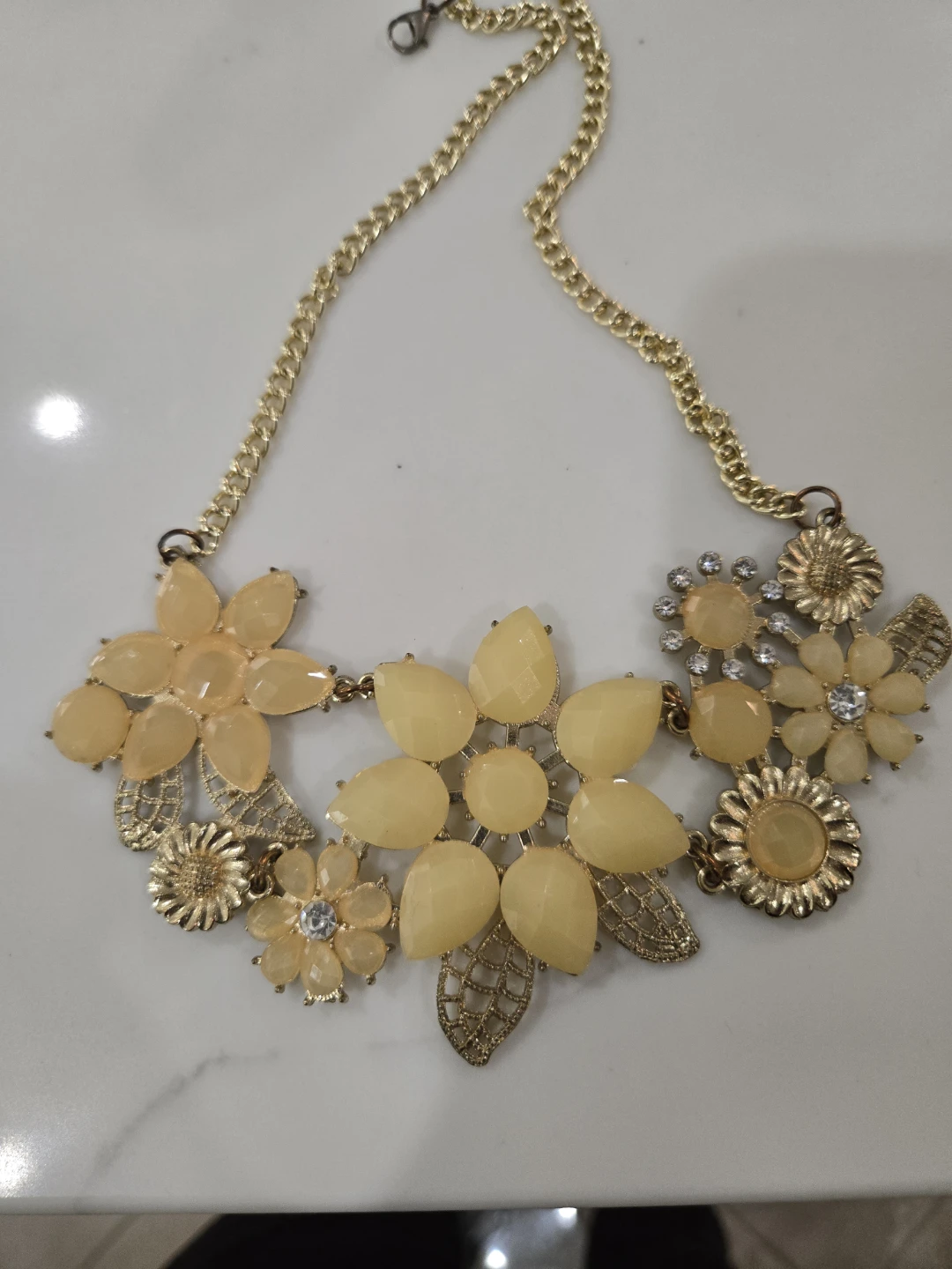 Floral Statement Necklace - Gold & Yellow - photo 2