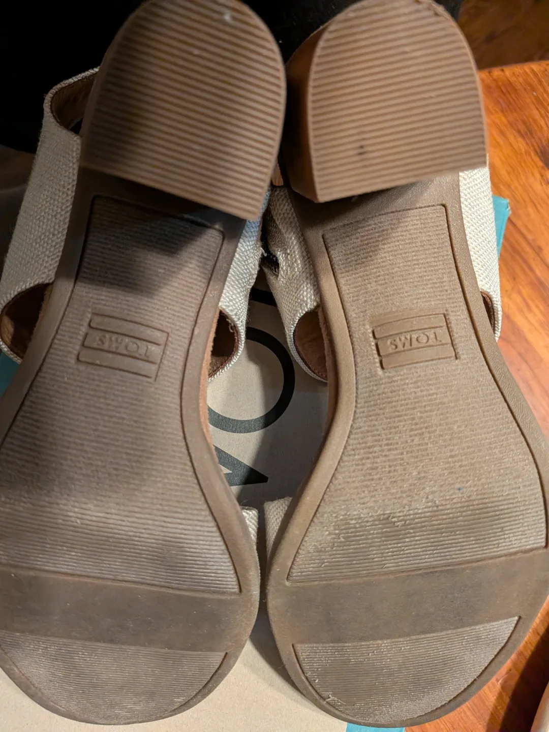 TOMS Women's Beige Heeled Sandals, Size 8 worn once image indicator(8)