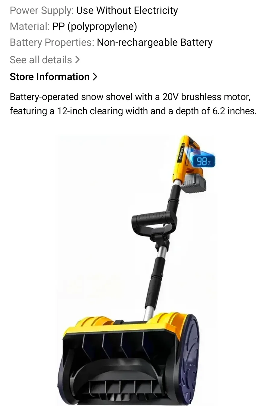 MekiPow Cordless Snow Shovel - Like New! image indicator(7)