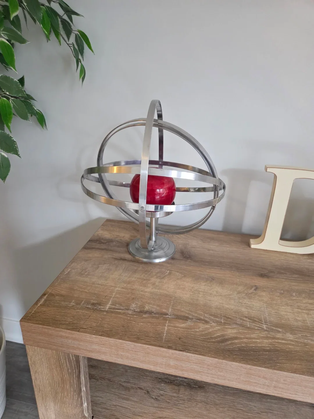 Red Sphere Metal Orb Table Decor