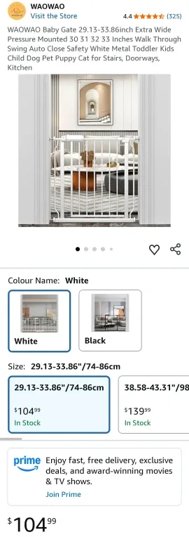 Baby Gate Extra Wide Pressure Mounted - 29" - 33" image indicator(5)