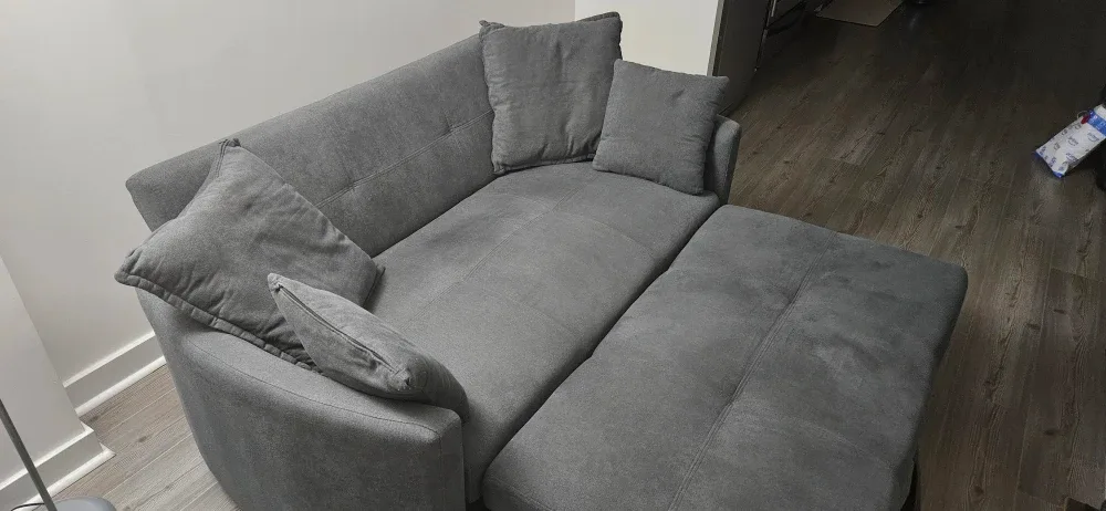 Grey Sectional Sofa with Pillows image indicator(2)