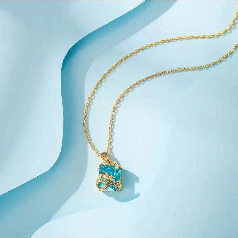 Gold Plated S925 Italian silver Dolphin Pendant Necklace image indicator(3)