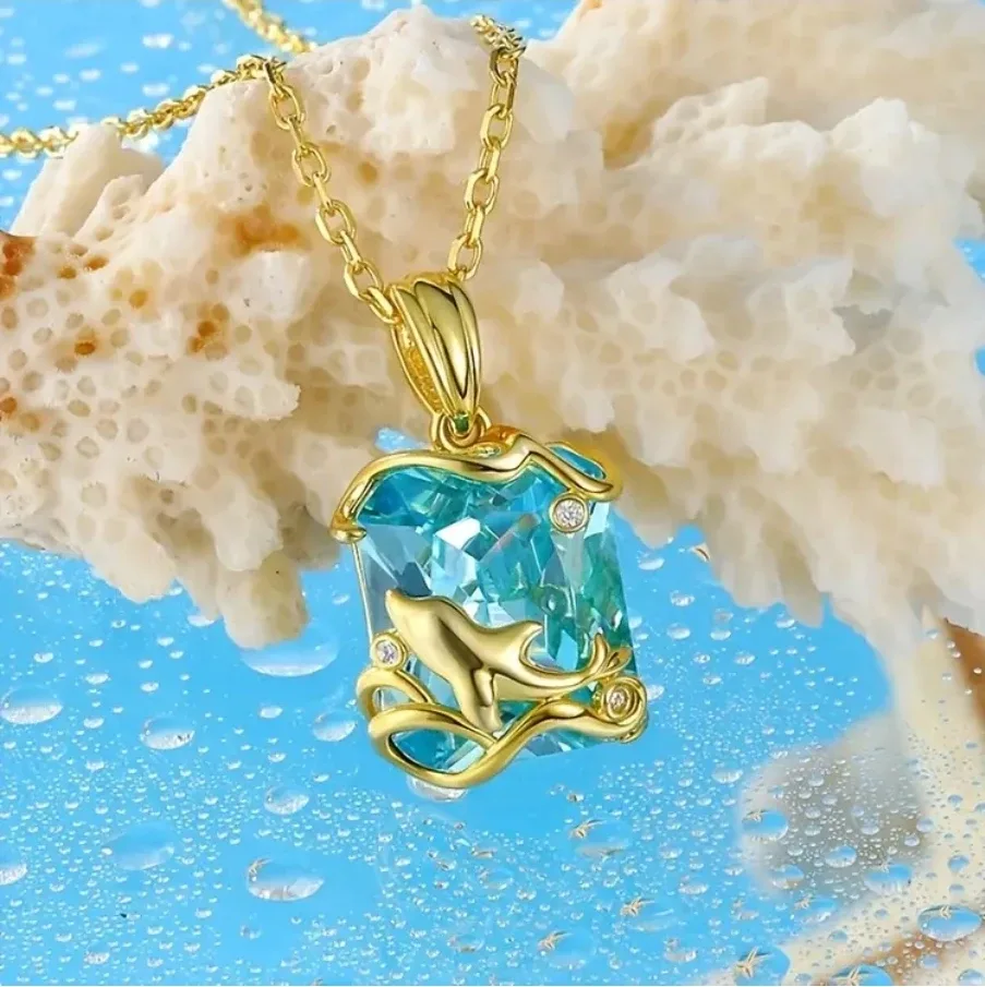 Gold Plated S925 Italian silver Dolphin Pendant Necklace image indicator(5)