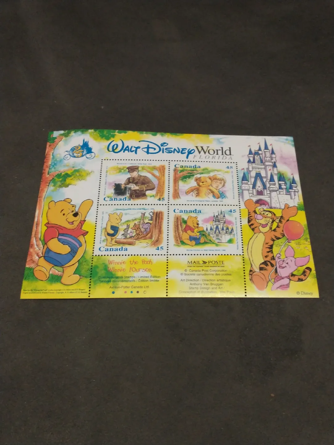 SOLD 1996 Walt Disney World Winnie the Pooh Stamps 4 X 45 cents image indicator(2)