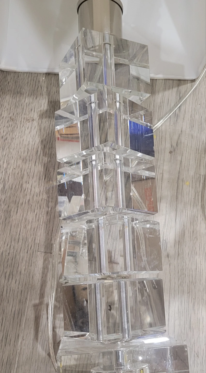 2 Crystal Table Lamps with White Shade