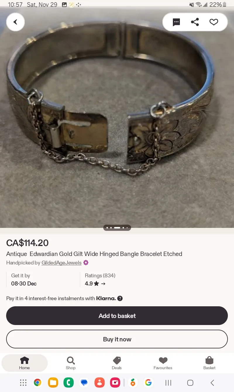 Antique Edwardian Gold Gilt Bangle image indicator(8)