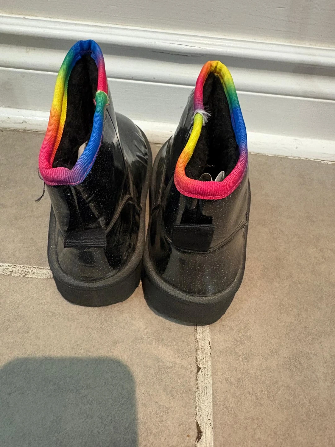 Black Glitter Boots with Rainbow Trim - Size 12 - photo 2