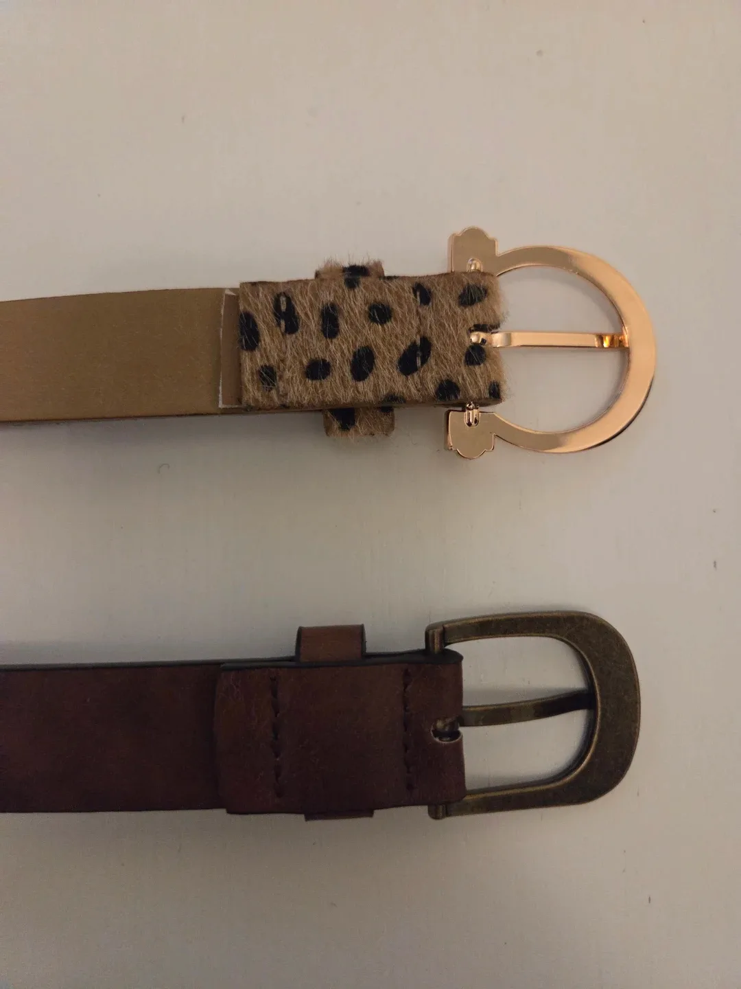 Two belts - faux leather brown and leopard print image indicator(4)