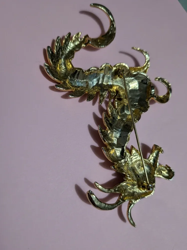 Vintage Dragon faux rhinestone & enamel Brooch image indicator(8)