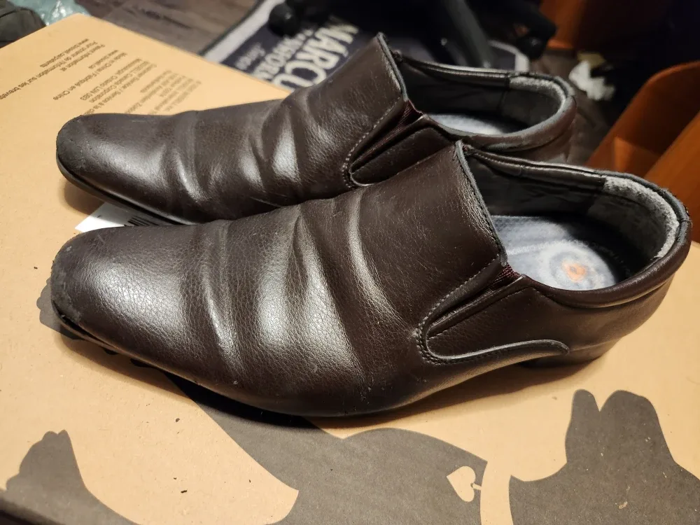 Bata Brown Genuine Leather Slip-On Dress Shoes US Men's Size 10