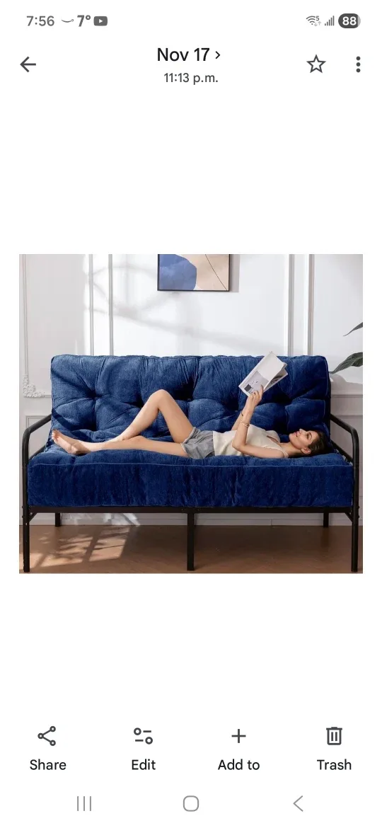 YOSHOOT 8-Inch Full Size Futon Mattress - Blue image indicator(4)